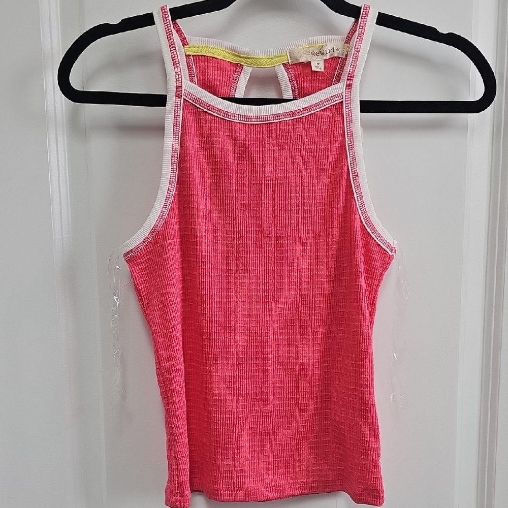 Rewind Pink Fitted Ribbed Tank Top